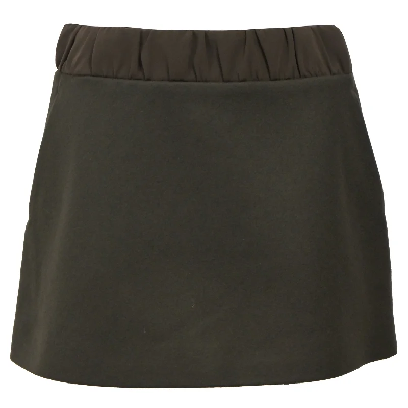 navy mist skirts -Neil Barrett Mini Gartered Waist A-line Skirt in Olive Wool