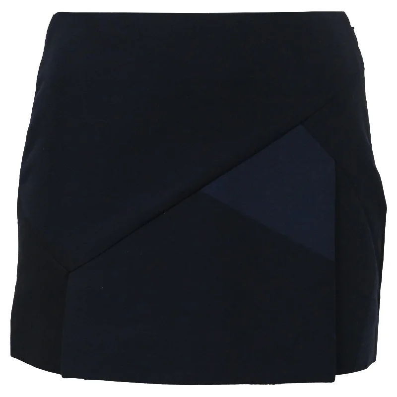 nickel rugged skirts -Neil Barrett Mini Patchwork Detail A-line Skirt in Navy Blue Polyester