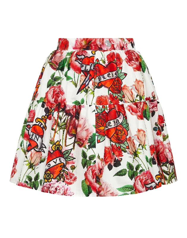 hazel flair skirts -Popeline Mini Skirt Love