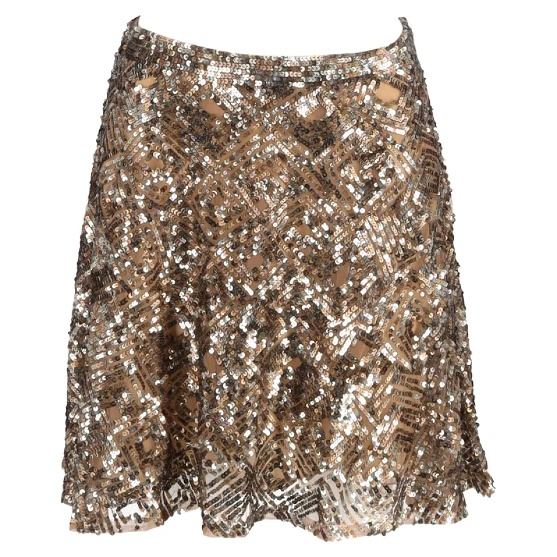 iron trim skirts -Ralph Lauren Mini High-Waisted A-Line Skirt in Gold Sequin