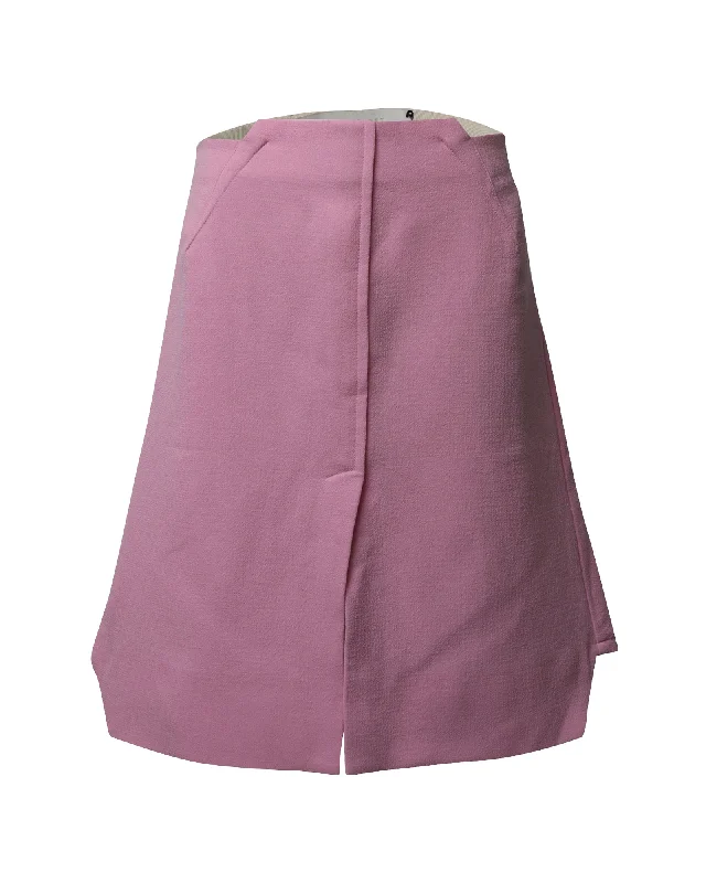 herringbone skirts -Roland Mouret Hagen Midi Skirt in Pastel Pink Wool