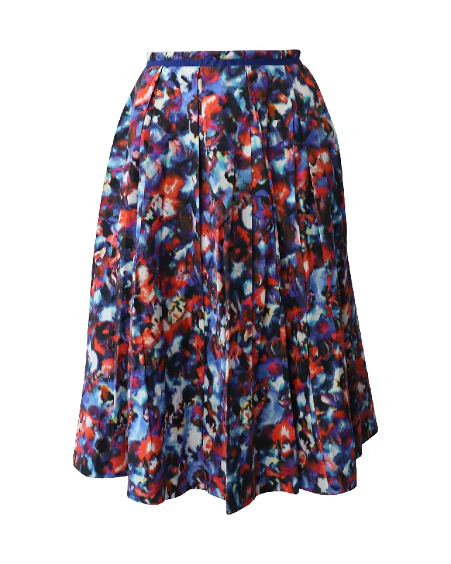 jade clean skirts -Saloni Abstract Print Midi Skirt in Multicolor Cotton