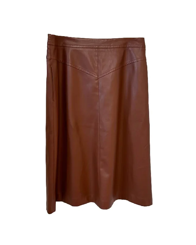 deep waist skirts -Women's Faux Leather Aline Skirt In Hazelnut