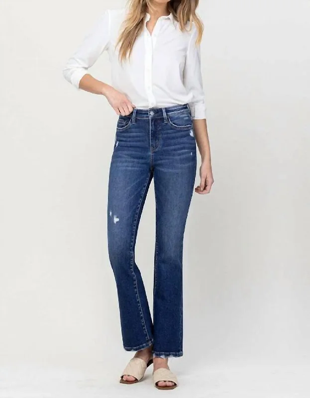 claret line pants -Benny High Rise Crop Flare Jean In Blue