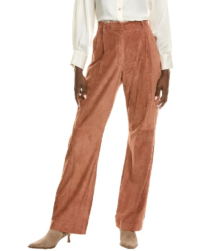 ruby stripe pants -Brunello Cucinelli Leather Pant