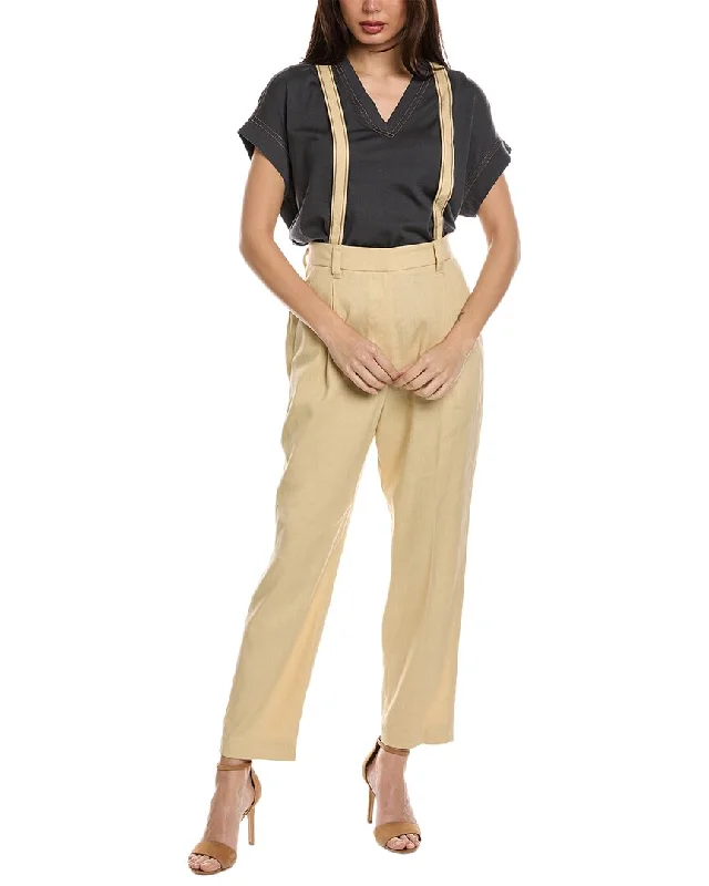 brass bold pants -Brunello Cucinelli Linen-Blend Pant