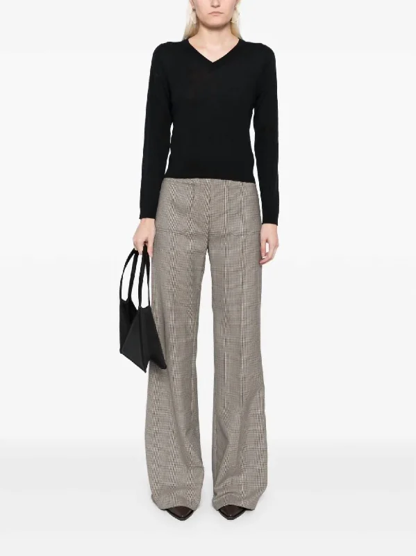 maternity striking pants -Christophe Pants In Brown Houndstooth