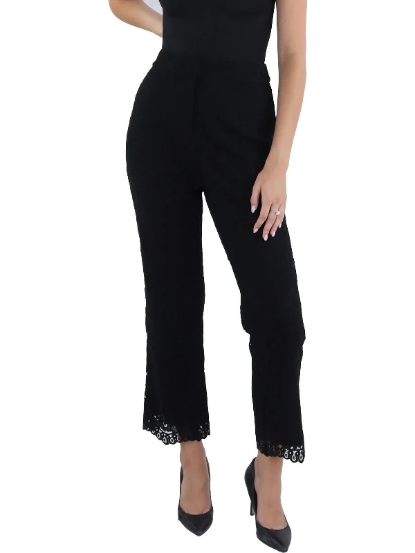 plus stripe pants -Dara Womens Lace High Rise Flared Pants