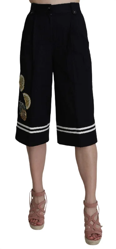 kids sporty pants -Dolce & Gabbana Elegant High Waist  Cotton Women's Pants