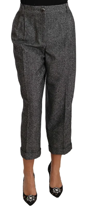 flax comfy pants -Dolce & Gabbana Elegant  Wool-Blend Women's Trousers