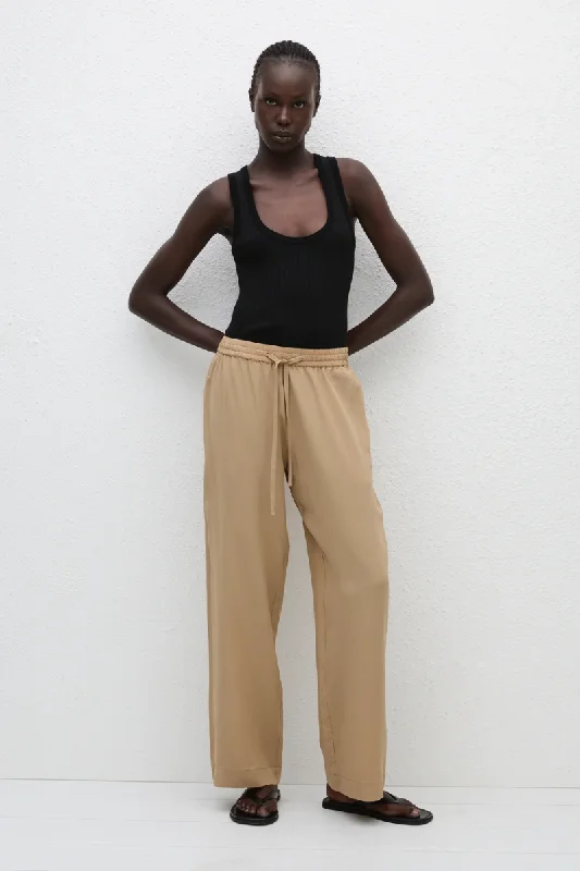 sleek fit pants -DRAWSTRING TROUSER-STONE