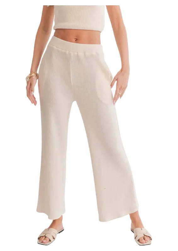 team stretch pants -Easily Knit Culottes In Ivory