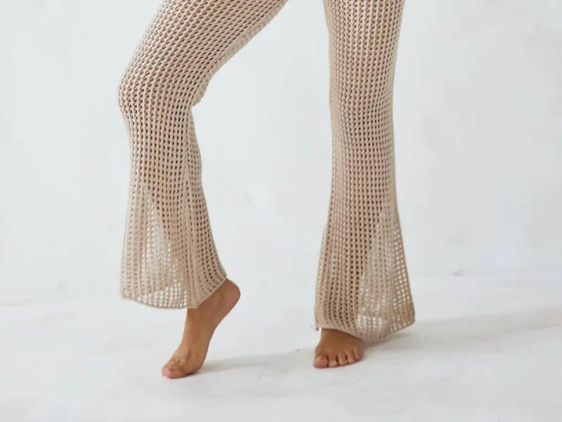 zinc stretch pants -Eliza Crochet Pants In Beige