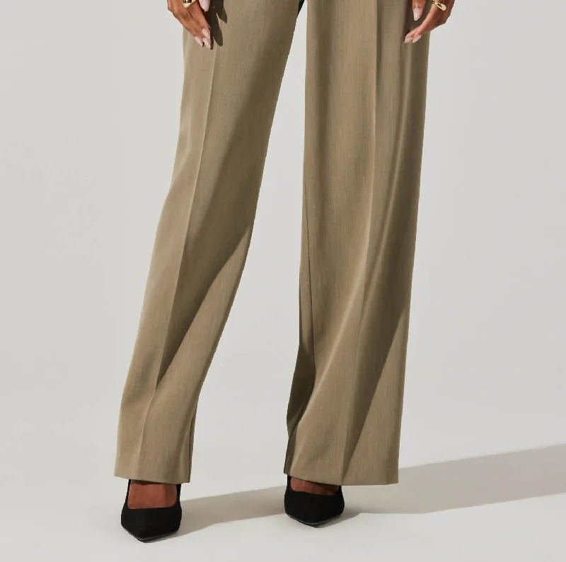 tan distressed pants -Faria High Waisted Trouser Pant In Cedar