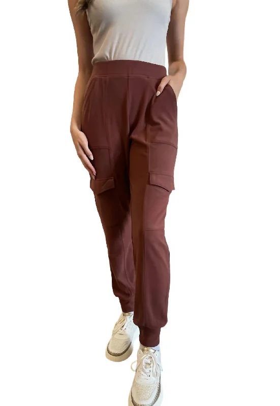 bronze tough pants -Fleece Cargo Joggers In Brick