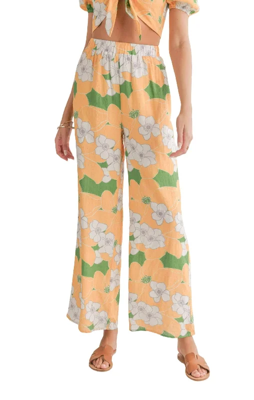 cerise pants -Floral Wide Leg Pants In Desert Flower