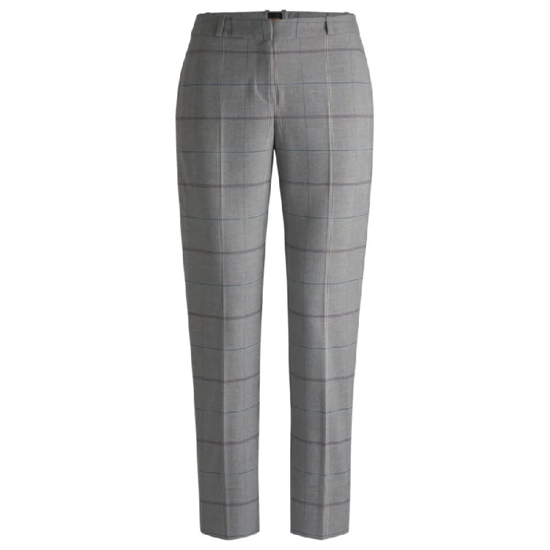 breathable gym pants -Formal trousers in checked stretch fabric