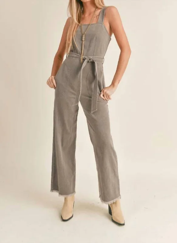 merlot snug pants -Gia Denim Overall In Charcoal