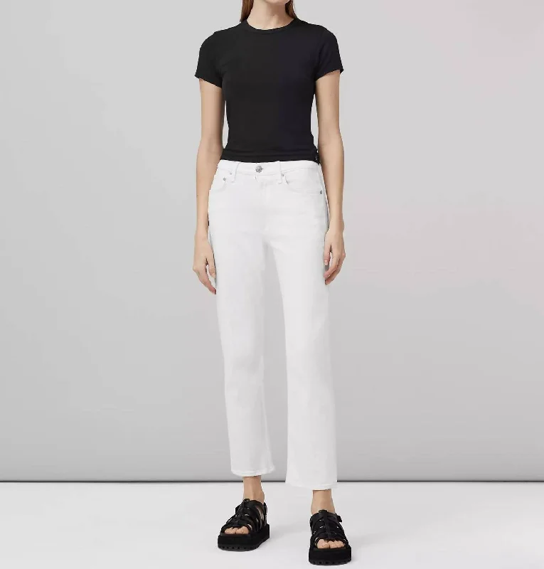 olive edge pants -Harlow Straight Jean In Optic White