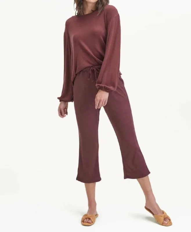 blush stripe pants -Hazel Rib Pant In Currant