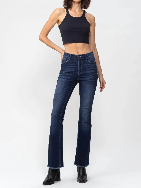 sky striking pants -High Rise Flare Jeans In Dark Wash