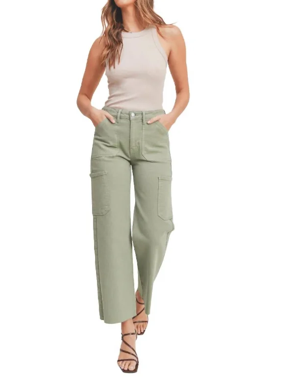 sepia rest pants -High Rise Utility Straight Leg Jeans In Bay Leaf