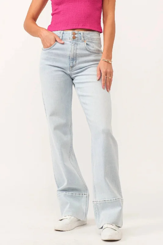 daily ease pants -Holly Seaside Straight High Rise Jeans In Light Wash