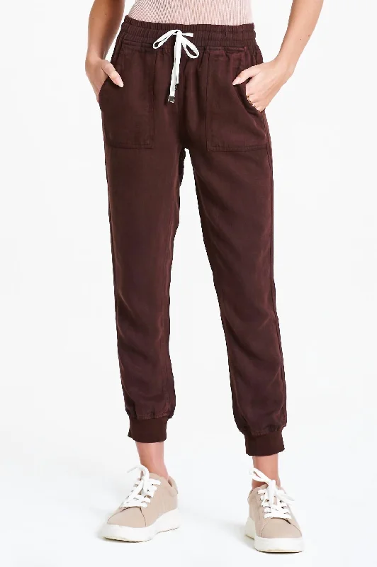 coastal stretch pants -Jacey High Rise Jogger Pants In Dark Oak