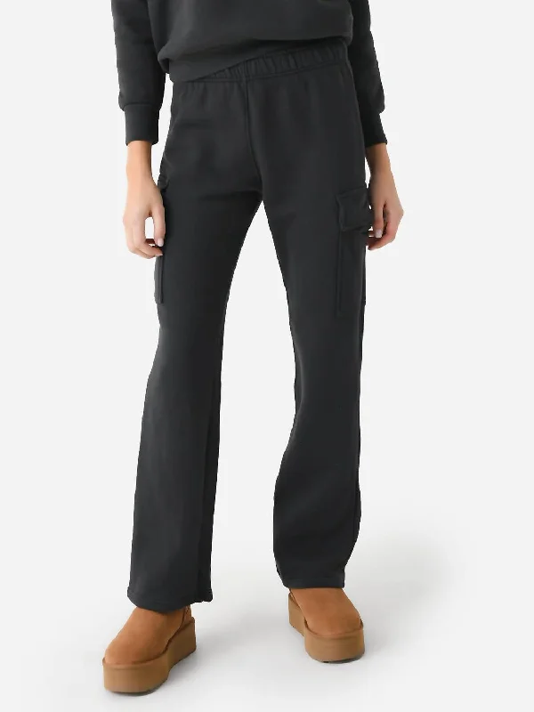 sport glow pants -Kelly Fleece Cargo Pant In Vintage Black