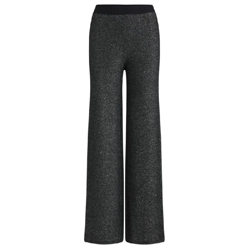 full fit pants -Knitted straight-leg trousers in sequinned yarns