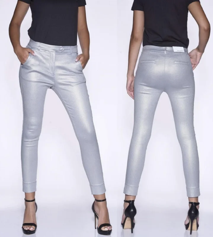 topaz durable pants -Lively Coated Trouser Pant In Silver