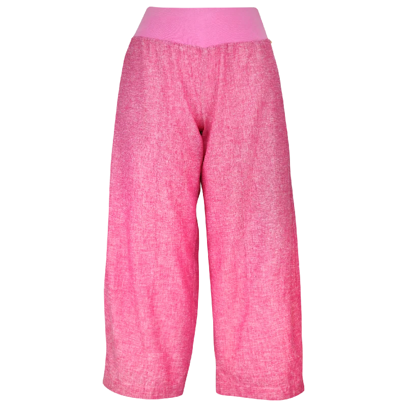 hazel stretch pants -Lotti Raw P/on Wideleg Yd Pink Topaz Pant