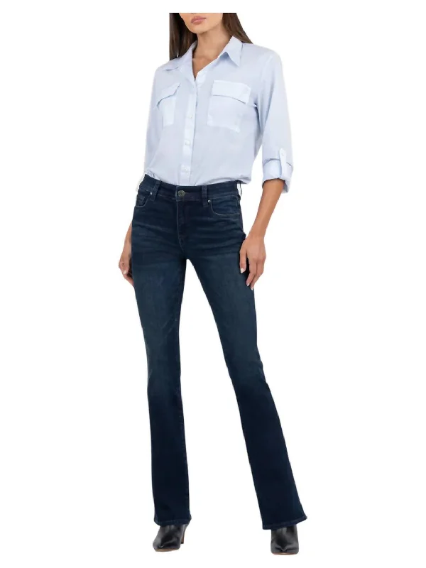 sleek rest pants -Natalie Mid Rise Bootcut Jeans In Leading Wash