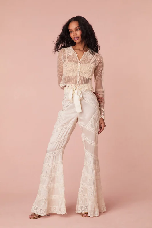 marble wash pants -Neliana Ribbon Flare Pants