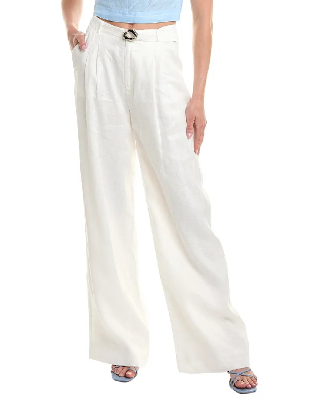 slate comfy pants -Nicholas Calista Belted Wide Leg Linen-Blend Pant