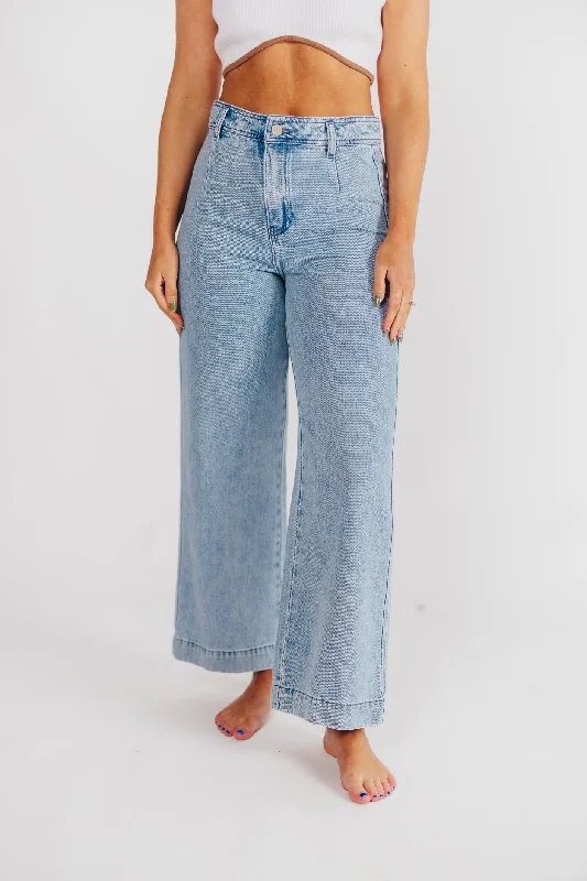 tie-leg pants -Ina Washed Denim Cropped Pants