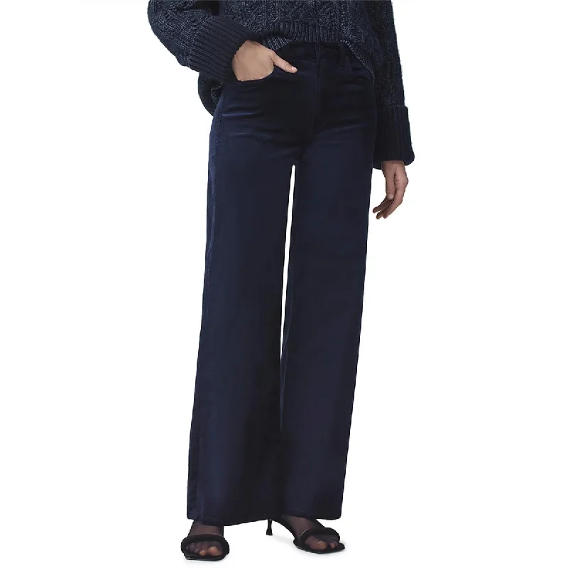 infant rest pants -Paloma Womens Velvet High Rise Wide Leg Pants