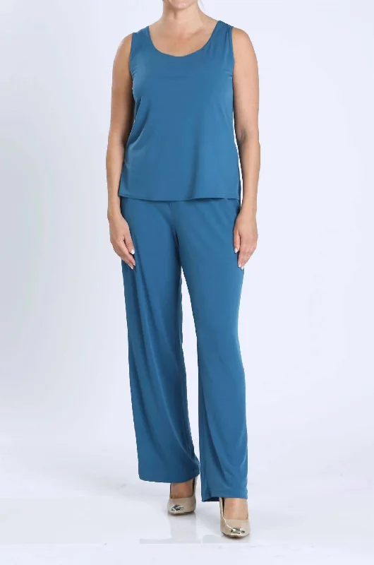 soft striking pants -Perfect Match Set In Teal