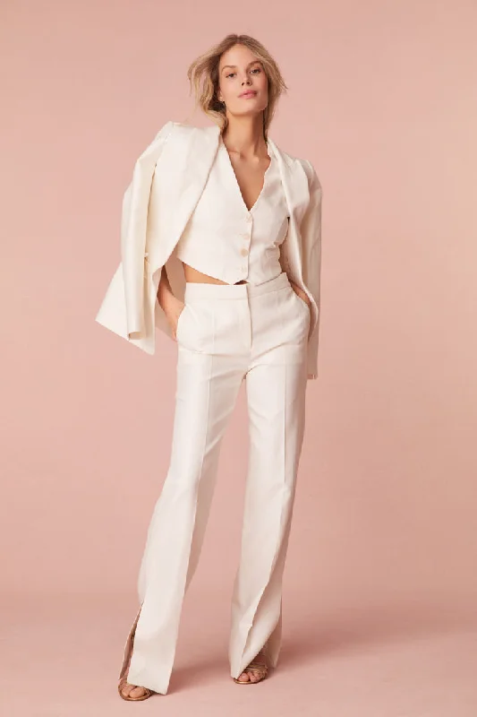 beige rest pants -Poppet Straight Leg Tailored Pants