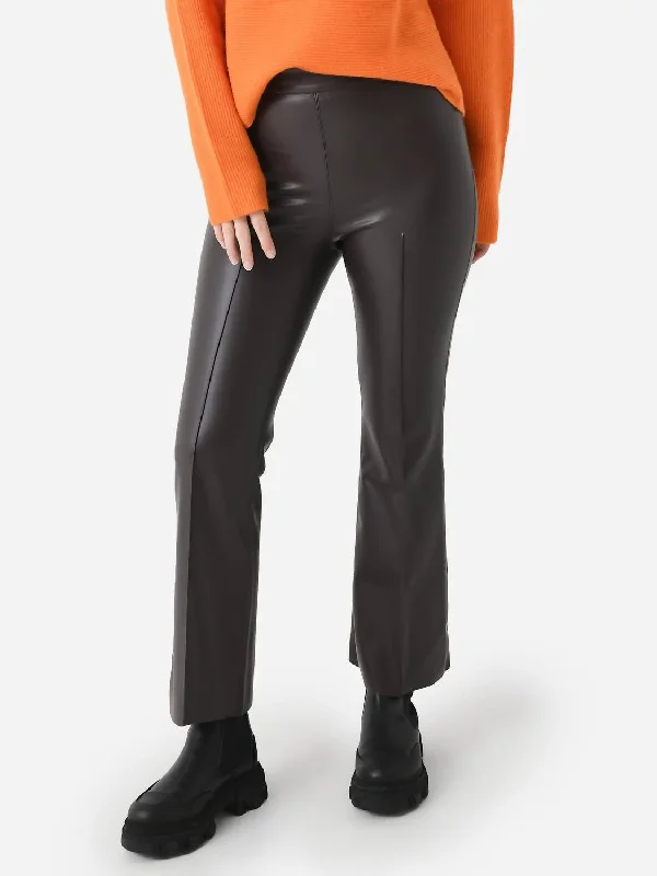 newborn print pants -Porterfield Vegan Leather Crop Flare Pant In Espresso