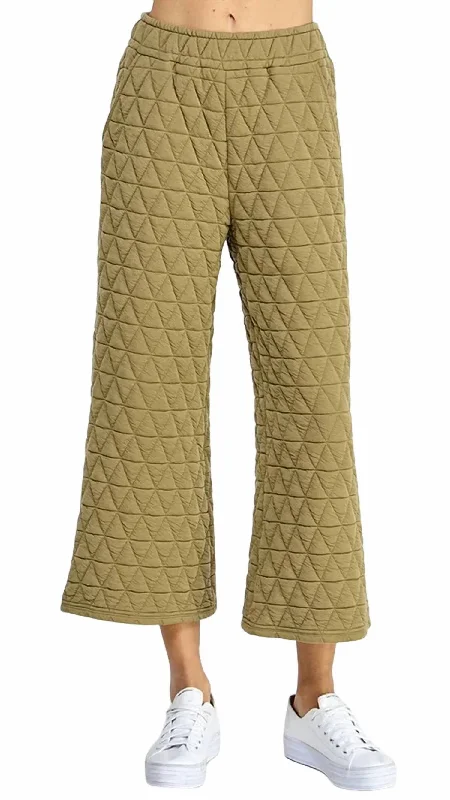 bold line pants -Quilted Flare Pant In Olive