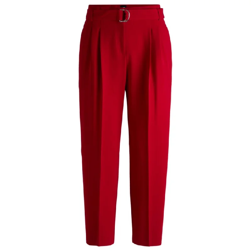 retro sleek pants -Regular-fit cropped trousers in crease-resistant crepe