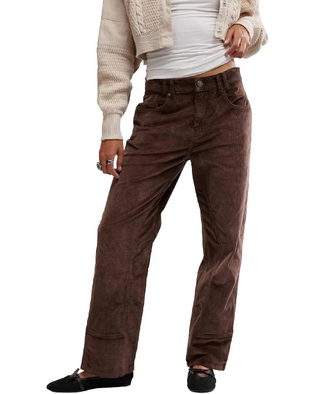 city slim pants -Risk Taker Cord Straight Jeans In Chocolate