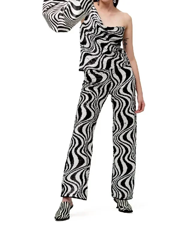 purl stretch pants -Sequin Tic Tic Pant In Black/white