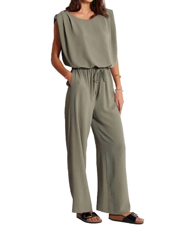 edge stripe pants -Serafina Drawstring Pant In Olive