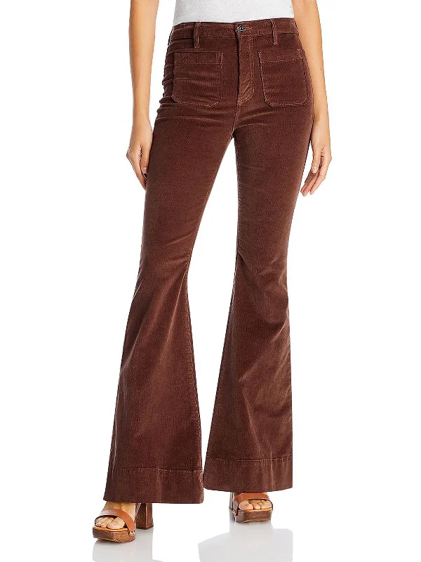 citron gym pants -Sheridan Womens Corduroy Mid Rise Flared Pants