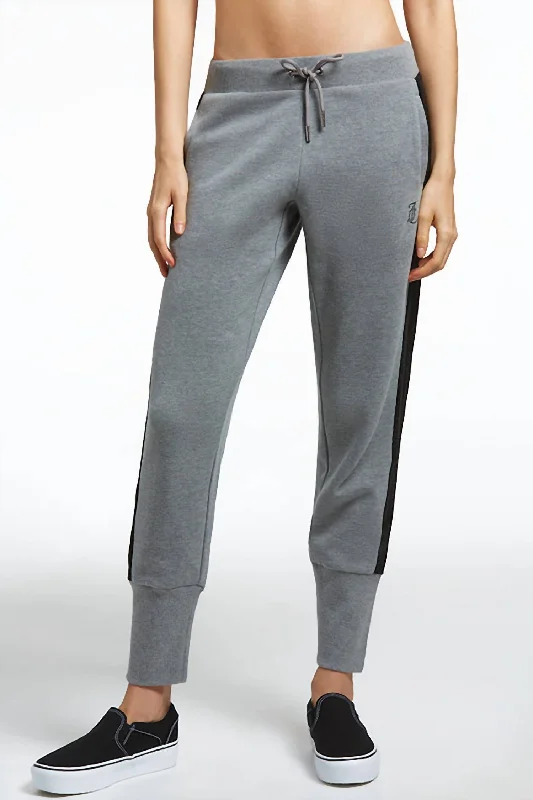 angle hem pants -Side Bling Fleece Jogger In Light Grey