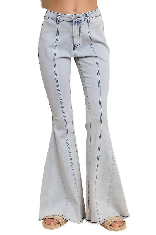 royal striking pants -Star Flared Denim Pants In Light Wash