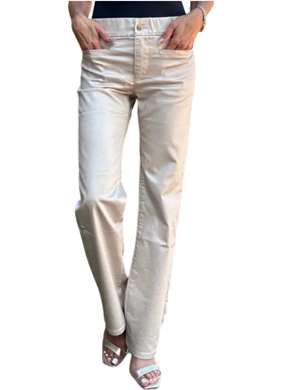 twin ease pants -Tami Straight Pants In Beige Gold Check