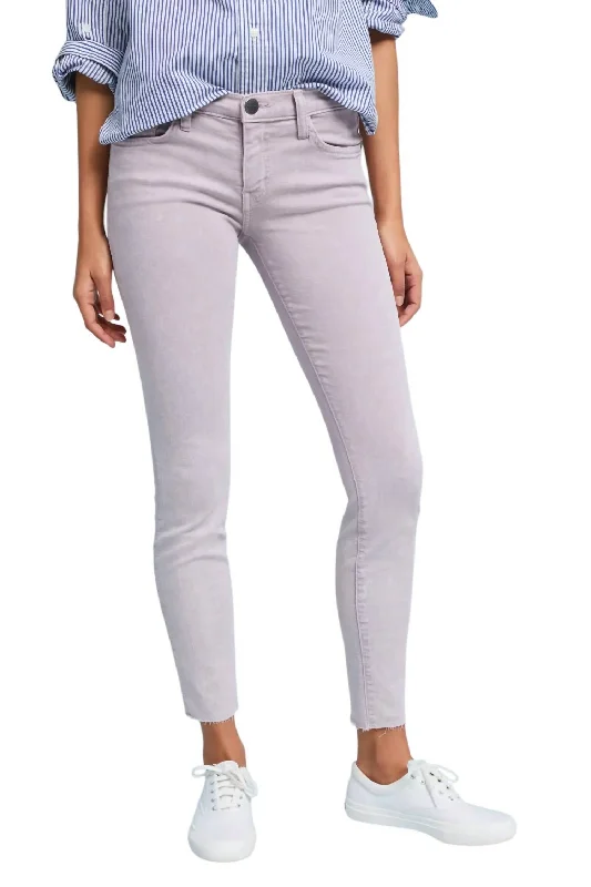 short stretch pants -The Stiletto Skinny Stretch Raw Hem Jean In Purple